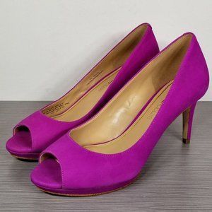 Enzo Angiolini 'Gelabelle' Peep Toe Pump, Purple Leather, Womens Size 7 M